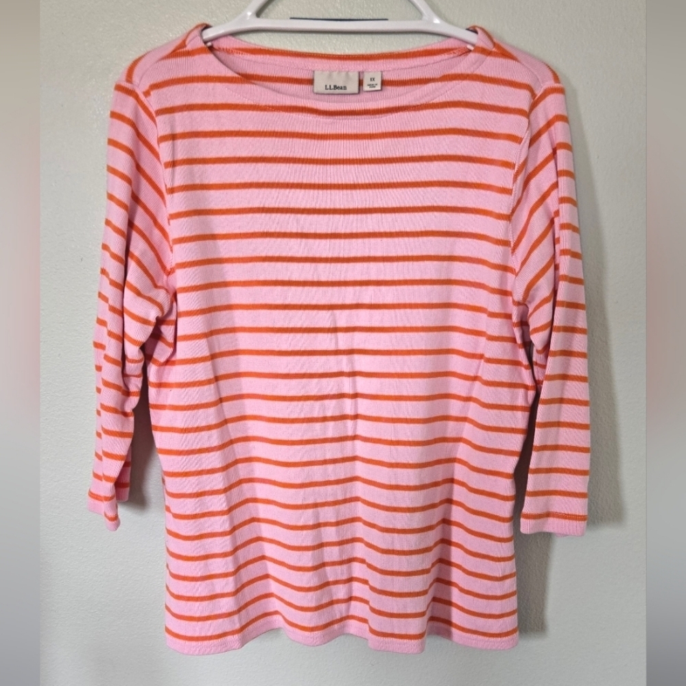 L. L. Bean Pink And Orange Striped Shirt Size 1X
